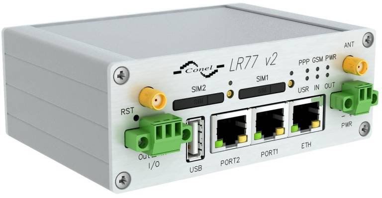 Der 4G LTE Industrie Router LR77 v2 von Conel besticht durch schnelle und hochwertige Datenübertragung dank LTE. 