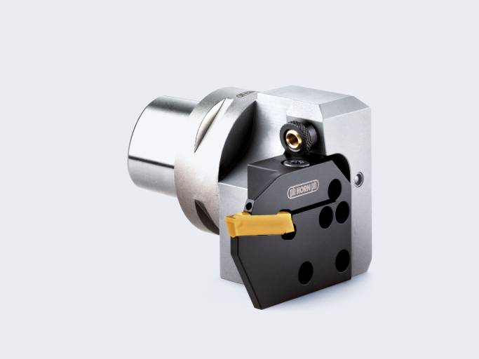 Grundhalter Typ 220C mit HORN-Polygonschaft nach ISO 26623 und Kassette mit Innenkühlung.