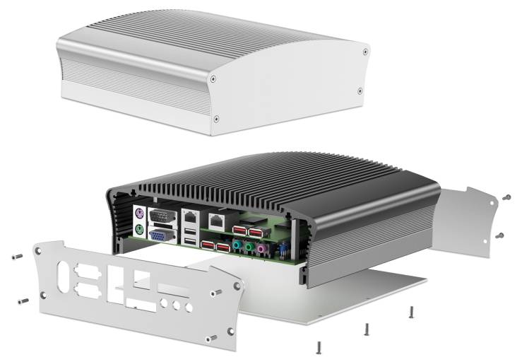Die Embedded PC Gehäuse von Fischer Elektronik sind standardmäßig in drei verschiedenen Oberflächenausführungen (naturfarbeneloxiert, schwarzeloxiert oder deren Kombination) erhältlich.