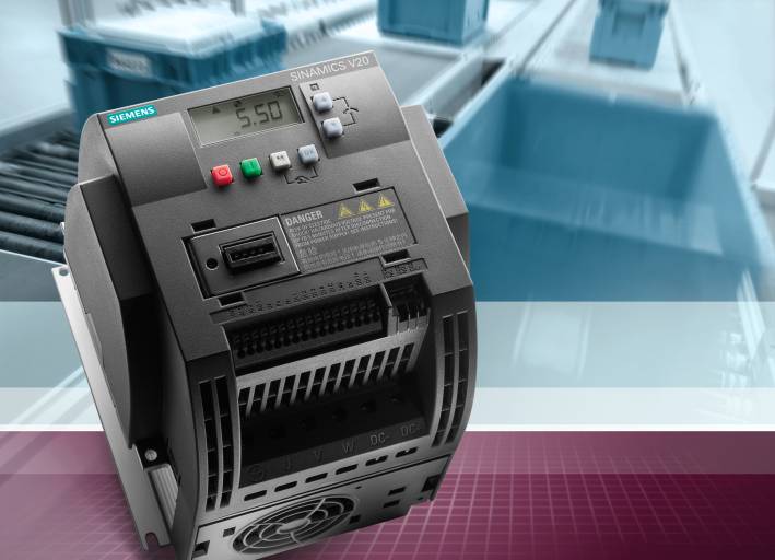 Der Siemens Frequenzumrichter SINAMICS V20 ist ein Teil des Messeangebotes von RS Components.