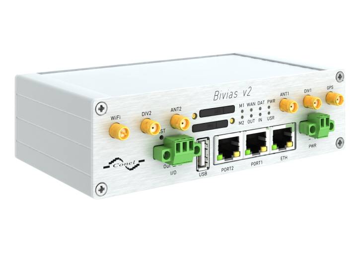 Der Industrie-Mobilfunk-Router Bivias v2 bietet Verbindungssicherheit durch redundante Verbindungen.