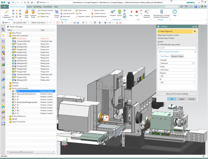 Der Mechatronic Concept Designer basiert auf dem 3D-CAD-System NX von Siemens PLM Software und erlaubt eine schnelle und effiziente Kinematisierung der Konstruktionsdaten in Verbindung mit einer absolut realistischen Simulation des Automatisierungsverhaltens.