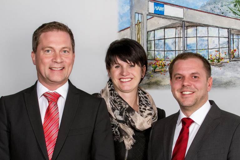 Die neue Geschäftsführung von HAM Hartmetallwerkzeugfabrik Andreas Maier GmbH (v.l.n.r.): Günter Eberle,  Petra Eberle und Andreas Marcus Maier.