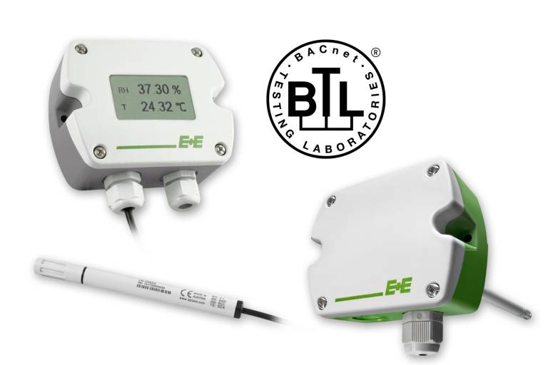Die Feuchte & Temperatur Messumformer EE210 (links) und EE160 (rechts) von E+E Elektronik sind mit BACnet MS/TP-Schnittstelle erhältlich.