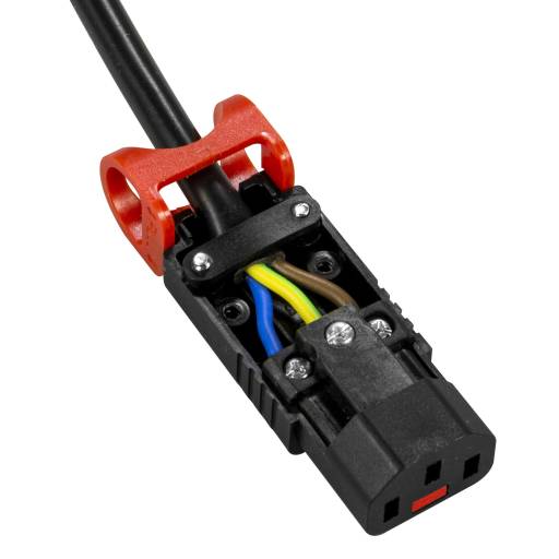 Der C13 IEC-Lock+ Rewirable erweitert das patentierte IEC-Lock Verriegelungssystem um einen IEC-Stecker zur einfachen Eigenmontage. 