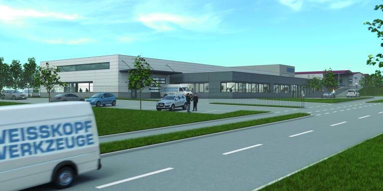 3D-Ansicht des geplanten Neubaus der Weisskopf GmbH in Meiningen.