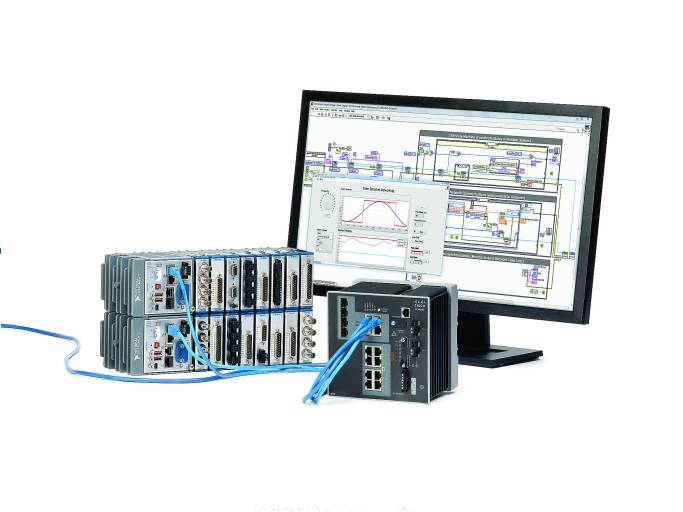 NI arbeitet gemeinsam mit Cisco und Intel an der Zusammenführung von IT und Betriebstechnik in einem Netzwerk, um das Systemdesign grundlegend zu verändern. TSN stellt Mechanismen bereit, mit denen sich über Standard-Ethernet-Verbindungen verteilte, synchronisierte Systeme mit harten Echtzeitanforderungen erstellen lassen.
