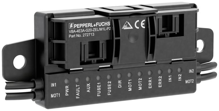 An das G20 Motorrollenmodul von Pepperl+Fuchs können zwei Sensoren und zwei Motorrollen angeschlossen werden.