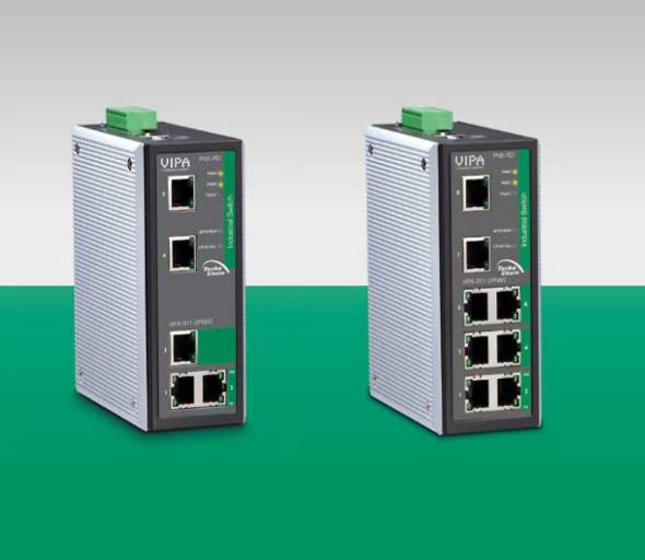 Managed Ethernet-Switches: Industrial-Switch PN5-RD (911-2PN50) und PN8-RD (911-2PN80).