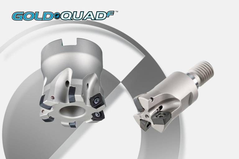 Mit der neuen GoldQuadF-Serie im Durchmesserbereich von 25 bis 85 mm bietet Ingersoll eine leistungsfähige und flexible Werkzeugserie für das Plan- und Konturfräsen.