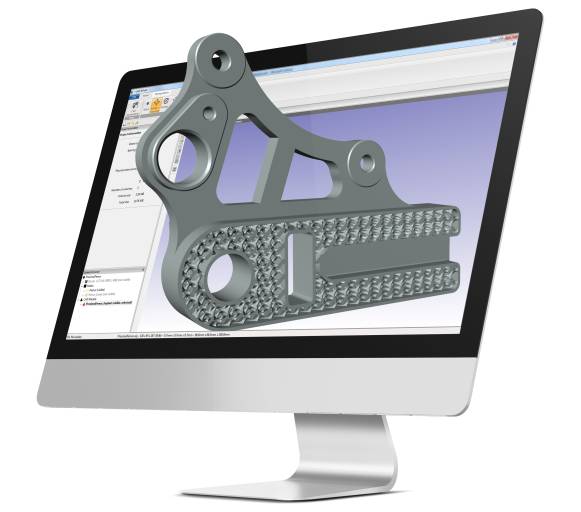 Der 3D-Druck von Scandaten ermöglicht in der Simpleware Softwarelösung von Synopsys u. a. eine genaue Reproduktion von Industrieteilen – hier der Bremssattel mit Gitterstrukturen.