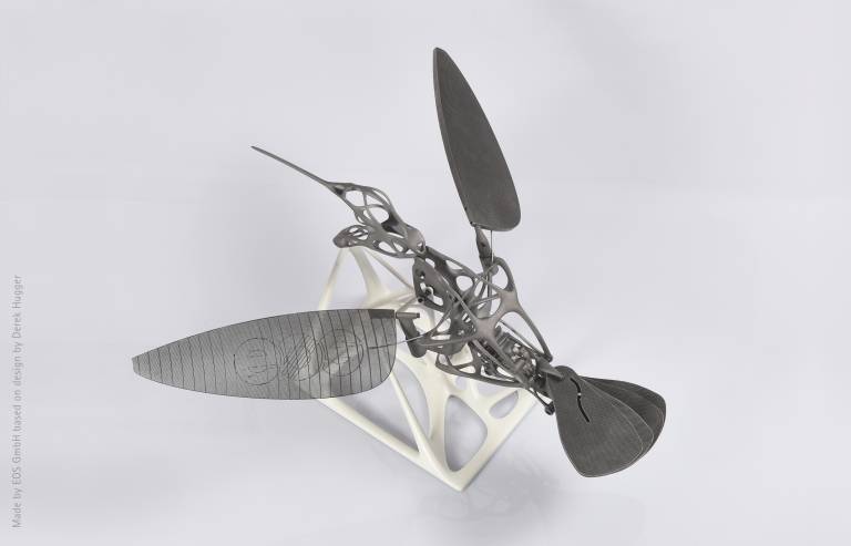 Organic Motion Skulptur „Colibri“, additiv gefertigt aus Titan und Polymer  durch EOS Additive Minds. (Alle Bilder: EOS)