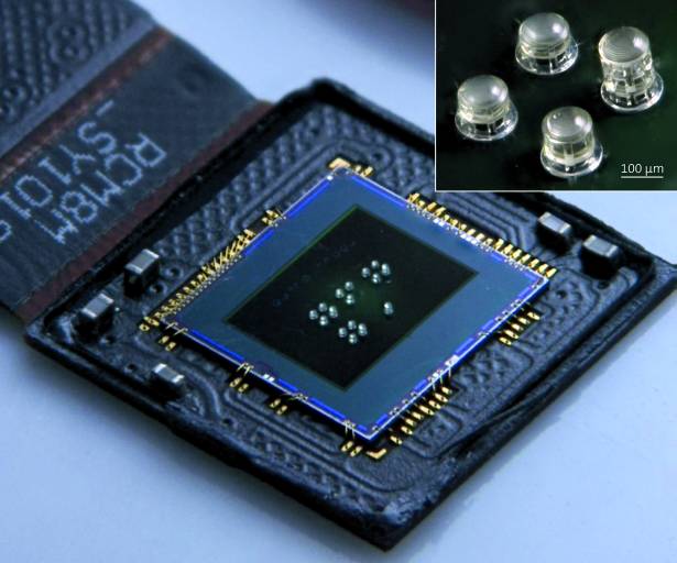 Speziell bei der Herstellung optischer Komponenten, die direkt auf Sensormodulen aufgebracht werden können, zeigt das Verfahren von Nanoscribe seine Leistungsfähigkeit. (Bild: Universität Stuttgart/ PI 4)