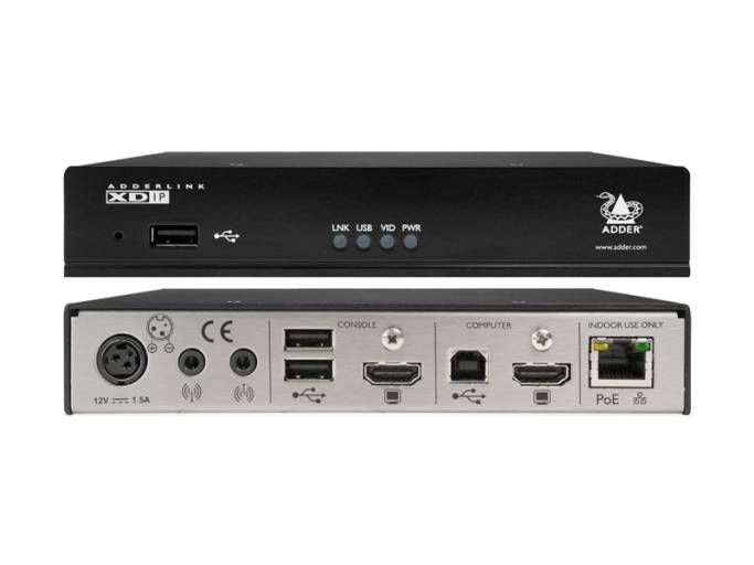 Die Grundfunktionalität des AdderLink XDIP ist die KVM-Signal-Verlängerung für HDMI, USB und Audio über dezidierte CATx-Verkabelung oder IP. 