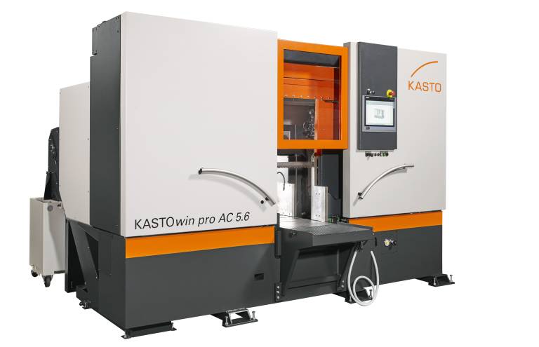 Mit dem Hochleistungs-Bandsägeautomaten KASTOwin pro AC 5.6 sind Serienschnitte in Vollmaterial, Rohren und Profilen effizienter und werkzeugschonender möglich.