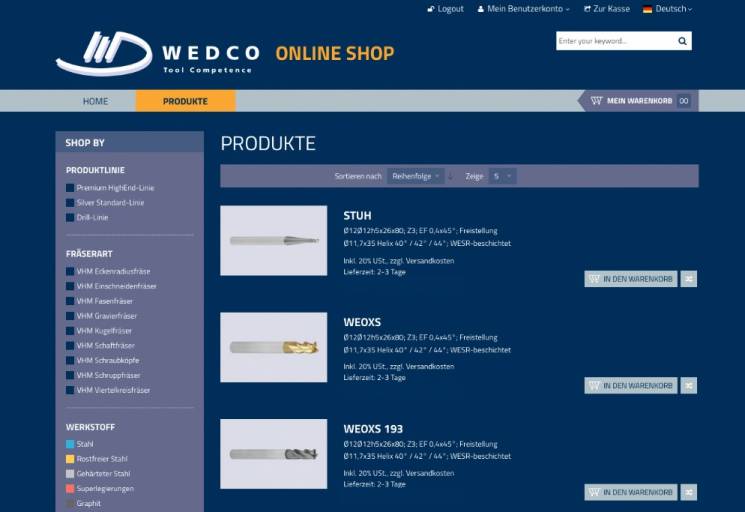 Der Web-Shop von Wedco bietet eine intuitive Bedienbarkeit, aktuelle Informationen und Lagerstände, modernes Design und Übersichtlichkeit sowie eine einfache Bestellmöglichkeit – und das rund um die Uhr.