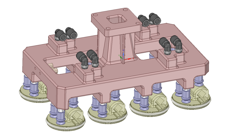 Traditionelles und topologieoptimiertes Design sowie der 3D-gedruckte Greifer. (Bild: Wittmann Robot Systeme, Cadfem, Stratasys)