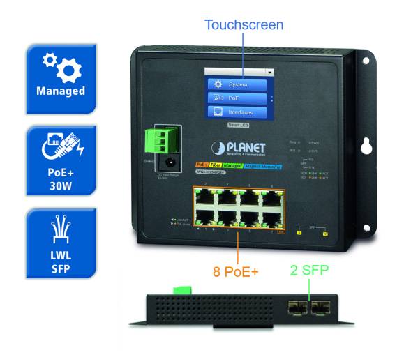 Mit dem administrierbarem PoE+ Switch WGS-5225-8P2SV von Spectra sind sämtliche PoE Verwaltungs- und Statusabfragen für den Anwender vor Ort durchführbar.