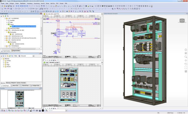 Zu den Neuerungen der WSCAD SUITE zählt beispielsweise das neue Cabinet Engineering mit fotorealistischer 3D-Darstellung des Schaltschranks.