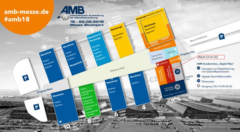 Zur AMB 2018 werden vom 18. bis 22. September rund 90.000
internationale Fachbesucher und 1.500 Aussteller erwartet. Sie zeigen auf einer Fläche von mehr als 120.000 Bruttoquadratmetern Innovationen und Weiterentwicklungen.