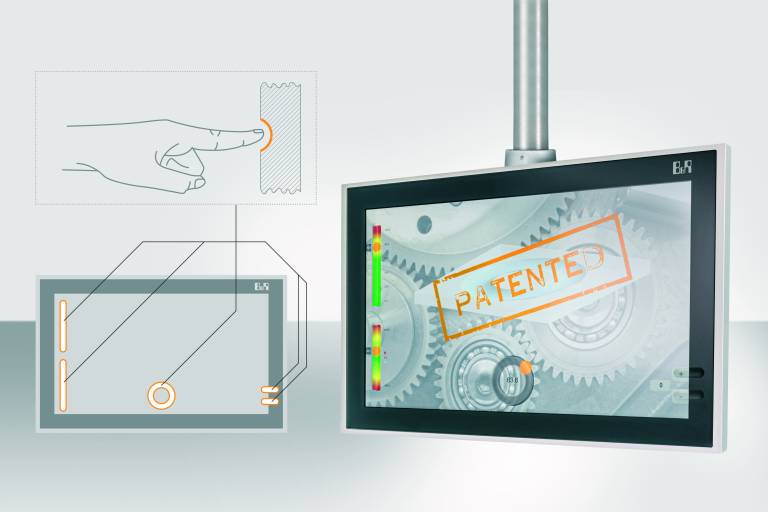 Typische Bedienfunktionen werden von B&R nun direkt ins Frontglas von Touchscreenpanels eingearbeitet und ersetzen Hardware-Elemente wie Funktionstasten und Drehschalter.