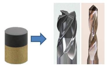 Eine PKD-Spitze wird auf einen Hartmetallschaft gelötet und damit dann ein Drallwerkzeug hergestellt.