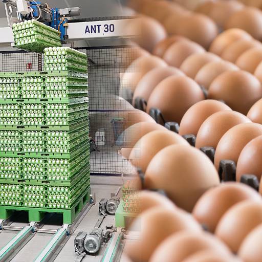 Sicher gestapelt werden die Eier in Kartons dank der Linearantriebe von Lenze im von Kletec entwickelten Vier-Achsen-Roboter.