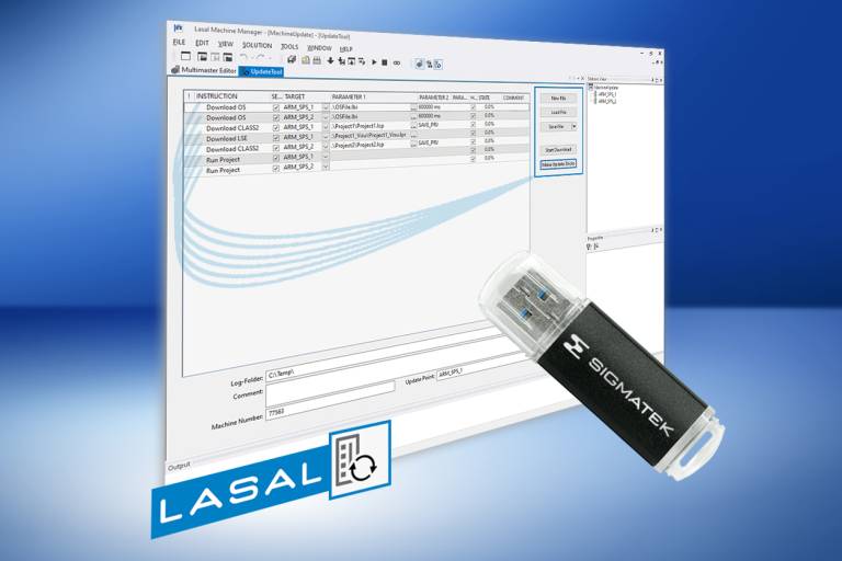 Programmänderungen, die Ablauf, Visualisierung, Regelung & Co. betreffen, gesammelt auf einer komfortablen Oberfläche durchführen, mit dem Update-Tool der LASAL-Software von Sigmatek.