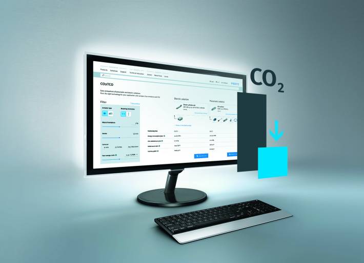 Der neue CO₂ & TCO Guide von Festo erstellt nachhaltige Vorschläge für konkrete Bewegungsaufgaben.