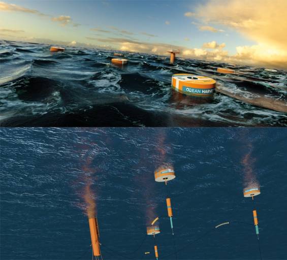 Das WEC-System von Ocean Harvesting kann Energie nachhaltig und CO₂-neutral aus dem Wellengang der Ozeane erzeugen. (Bilder: Ocean Harvesting)