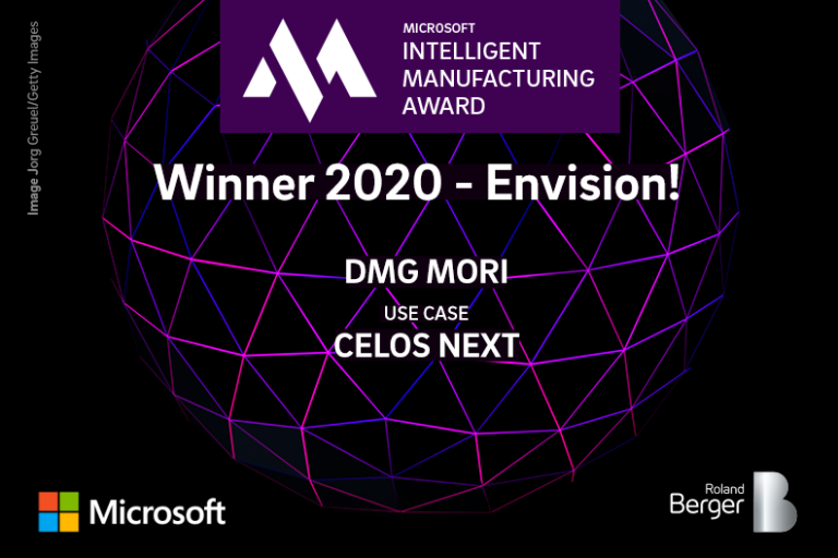 DMG MORI erhält den „Intelligent Manufacturing Award 2020“ von Microsoft und Roland Berger in der Kategorie „Envision“.