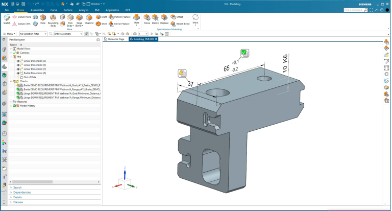 Im Webinar zeigt Siemens, wie Qualität und Durchlaufzeit der CAD-, CAM-, CMM-Prozesskette durch Verknüpfung von Anforderungen und Fertigungsinformationen am 3D-Modell erhöht werden.