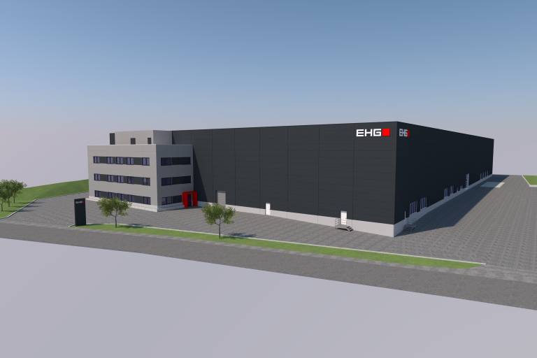 In Heubach (Nähe Stuttgart) errichtet EHG eine Lagerhalle mit 8.625 m² und Büroflächen mit 550 m² Nutzfläche. (Bild: EHG Stahlzentrum)