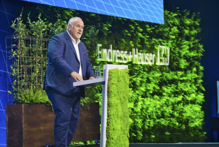 Matthias Altendorf, CEO der Endress+Hauser-Gruppe, eröffnete das Global Forum in Basel und setzte die wesentlichen Herausforderungen unserer Zeit eindruckvoll in den Fokus.