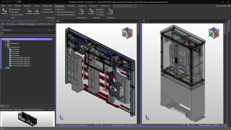 3D-Ansicht der gesamten Trafostation in Eplan Pro Panel, die jetzt als Industrieprojekt zur SPS bereitgestellt wird. (Bilder: Eplan)