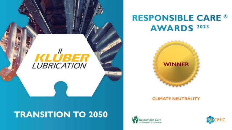 Klüber Lubrication wurde in der Kategorie Klimaneutralität für sein Projekt Klimaschutz durch Lösemittelersatz und für seinen Klima-Aktionsplan ausgezeichnet.