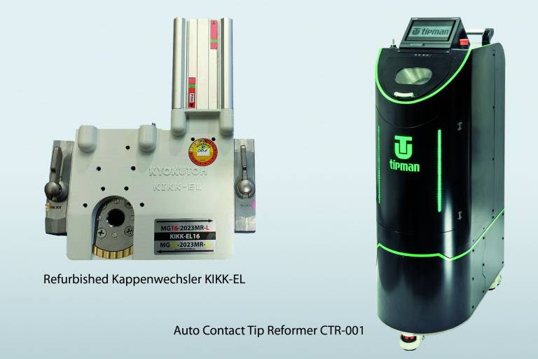 Der CTR-001, ein Gerät der Kyokutoh-Marke TIPMAN, reformiert abgenutzte Stromdüsen, damit sie ein weiteres Mal genutzt werden können. 