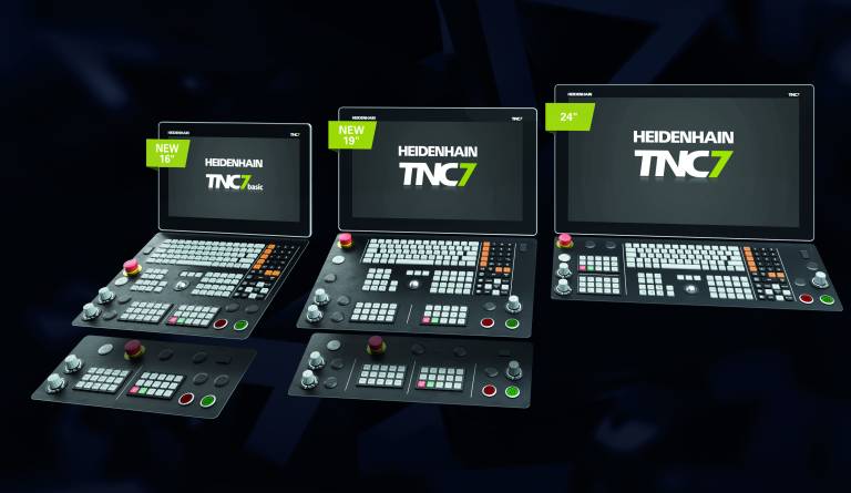 Drei Bildschirmgrößen, zwei Leistungsstufen und alternative Bedienfelder: Zur EMO 2023 erweiterte Heidenhain das HMI-Portfolio der TNC7 um neue Varianten. 