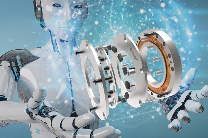 Roboterbremsen von mayr Antriebstechnik halten Servoachsen zuverlässig und sicher in ihrer Position. (Bild: mayr Antriebstechnik/Adobe Stock/sdecoret)
