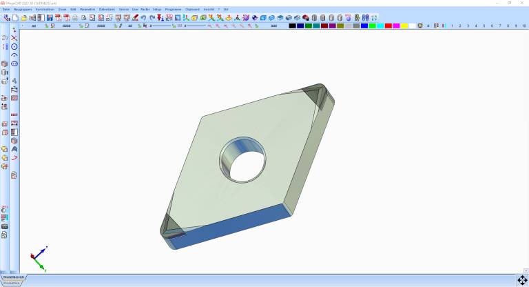 Als Erstes wird ein 3D-Modell des Werkzeugs erstellt, das alle Maße und Eigenschaften der Platte zeigt.